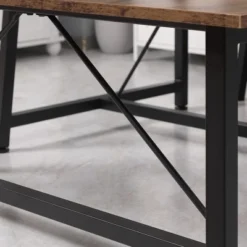 HOMCOM Industrial 3-Piece Dining Table Set, Rectangular Kitchen Table And Chairs For 4 People, Space-Saving Dinner Table Two Benches, Rustic Brown -Homcom Shop GUEST c055d260 982a 41bc b3e2 03fb60facb26