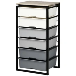 HOMCOM Dresser Storage Drawers With 6 Plastic Bins And Steel Frame, Crafting Bins For Living Room, Bedroom, Grey 9 HOMCOM Dresser Storage Drawers With 6 Plastic Bins And Steel Frame, Crafting Bins For Living Room, Bedroom, Grey -Homcom Shop GUEST c056a095 66e1 416d b0df ef07447ac12a