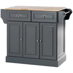 HOMCOM Kitchen Island With Storage Rolling Kitchen Serving Cart With Rubber Wood Top Towel Rack Storage Drawer And Cabinet Grey 9 HOMCOM Kitchen Island With Storage Rolling Kitchen Serving Cart With Rubber Wood Top Towel Rack Storage Drawer And Cabinet Grey -Homcom Shop GUEST c07faffd 7a63 4fad 89f4 b5869a4d9091