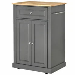 HOMCOM Rolling Kitchen Island Cart, Portable Serving Trolley Table With Drawer, Adjustable Shelf And 2 Towel Racks, Gray -Homcom Shop GUEST c0959516 427b 434a 91b2 8f3f8e581501