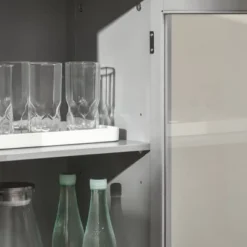 HOMCOM Modern Kitchen Sideboard, Buffet Table With Removable Wine Rack, Glass Door Cabinet And Shelves For Living Room, Kitchen, Entryway, Gray -Homcom Shop GUEST c2555d05 db0f 45a2 92e3 6e5fb6da4600