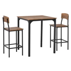 HOMCOM 3 Piece Industrial Counter Height Dining Table Set, Bar Table & Chairs With Steel Legs & Footrests -Homcom Shop GUEST c31dfc02 e3f4 4281 b5e9 11bd78ab5cd8
