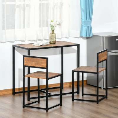 HOMCOM Industrial 3-Piece Dining Table And 2 Chair Set For Small Space In The Dining Room Or Kitchen 3 HOMCOM Industrial 3-Piece Dining Table And 2 Chair Set For Small Space In The Dining Room Or Kitchen