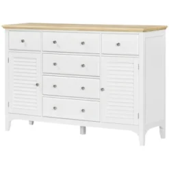 HOMCOM Modern Sideboard With Drawers, Buffet Cabinet With Storage Cabinets, Adjustable Shelves For Living Room, Kitchen, White -Homcom Shop GUEST c476140c 6c22 4067 b4d7 d693c795b6fd