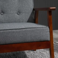 HOMCOM Modern Upholstered 2-Seat Loveseat Sofa With Linen-Touch Fabric And Rubberwood Legs, Gray -Homcom Shop GUEST c4a8cd15 5c79 444a 9106 fa35c5b7a94b