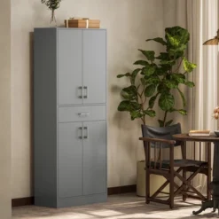 HOMCOM 70.75" Kitchen Pantry Cabinet W/ Drawer And Adjustable Shelf, Freestanding Tall Storage Cabinet W/ 2 Double Doors, Gray -Homcom Shop GUEST c517a605 942e 4a83 b4f4 166b9d9c629e