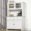 HOMCOM 63.5" Kitchen Buffet With Hutch, Pantry Storage Cabinet With 4 Shelves, Drawers, Framed Glass Doors, Open Microwave Countertop -Homcom Shop GUEST c59415e5 c85a 4254 817d a35dfe1d8d2b