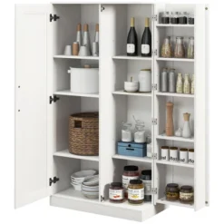 HOMCOM Kitchen Pantry Storage Cabinet, 14-Tier Freestanding Kitchen Cupboard With Adjustable Shelves For Living Room, Dining Room Storage, White -Homcom Shop GUEST c5c86ac4 e8e1 4ab1 9c44 76f49b5c6ebd