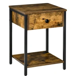 HOMCOM Industrial End Table With Storage Shelf, Accent Side Table With Drawer For Living Room, Or Bedroom -Homcom Shop GUEST c69b9cf8 0124 423a 8de3 ae387ab7fe86
