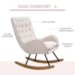 HomCom Mid-Century Tufted Wingback Fabric Rocking Chair -Homcom Shop GUEST c6d25e1a c36d 483e a832 b6cdffa84c53