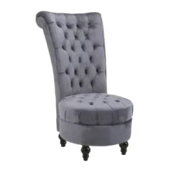 HOMCOM Retro High Back Armless Royal Accent Chair Fabric Upholstered Tufted Seat For Living Room, Dining Room And Bedroom -Homcom Shop GUEST c6fda0ab fcc4 4c3d ac3e 0e9a60bc48d1