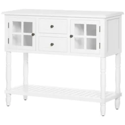 HOMCOM Vintage Console Table With 2 Drawers And Cabinets, Retro Sofa Table For Entryway, Living Room And Hallway, White -Homcom Shop GUEST c736a7ea 903b 40a2 92fe b1ff8e0b304e