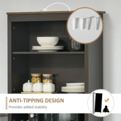 HOMCOM 70" Kitchen Buffet Hutch With 3-Tier Shelving, Freestanding Storage Pantry Cabinet With Adjustable Shelves, Countertop, Coffee -Homcom Shop GUEST cb9639bb e9e1 46d7 a0c3 4c34436eac0a