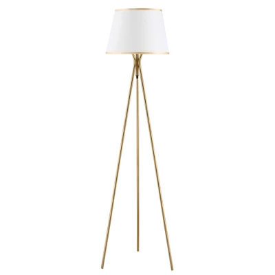 HOMCOM Modern Tripod Floor Lamp Free Standing Land Lamp W/ Steel Frame, Footswitch, Fabric Lampshade And E26 Base For Living Room, Bedroom, Gold 5 HOMCOM Modern Tripod Floor Lamp Free Standing Land Lamp W/ Steel Frame, Footswitch, Fabric Lampshade And E26 Base For Living Room, Bedroom, Gold - Image 3