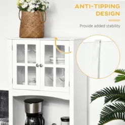 HOMCOM 67" Modern Buffet With Hutch, Louvered Kitchen Pantry Microwave Cabinet With Framed Glass Doors And 2 Drawers, White -Homcom Shop GUEST cd214aff 26a5 4e9a a74b 439396f2586c