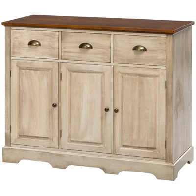 HOMCOM Sideboard Buffet Cabinet With Storage Drawers Adjustable Shelves Countertop Dining Room Cabinet Kitchen Buffet Living Room Furniture Natural 5 HOMCOM Sideboard Buffet Cabinet With Storage Drawers Adjustable Shelves Countertop Dining Room Cabinet Kitchen Buffet Living Room Furniture Natural - Image 3
