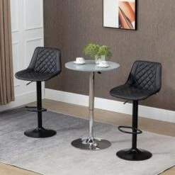 HOMCOM Adjustable Bar Stools Set Of 2, Counter Height Barstools With Swivel Seat Round Steel Base, And Footrest, ‎Black -Homcom Shop GUEST cf123671 c5e1 4e0a 9a89 957fec55a513