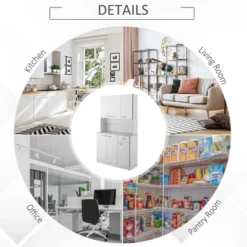 HOMCOM 71" Freestanding Buffet With Hutch, Kitchen Pantry, Cupboard With 6 Doors, 3 Adjustable Shelves, And 1 Drawer -Homcom Shop GUEST cf33fae5 ec67 4bab ab20 d54a1ccdac72