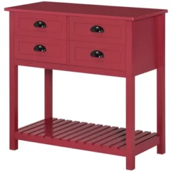 HOMCOM Sideboard Buffet Cabinet, Storage Serving Console Table With 4 Drawers And Slatted Bottom Shelf For Kitchen, Living Room, Red -Homcom Shop GUEST cf70d046 97e0 42bb 95ad 99da17312eb8