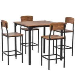 HOMCOM 5 PC Modern Counter Height Bar Table Set Compact Kitchen Table 4 Chairs Set With Footrest, Metal Legs 14 HOMCOM 5 PC Modern Counter Height Bar Table Set Compact Kitchen Table 4 Chairs Set With Footrest, Metal Legs -Homcom Shop GUEST cfa86645 802b 4fc9 82af be7967200ec3