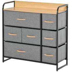 HOMCOM 7-Drawer Dresser, Fabric Chest Of Drawers, 3-Tier Storage Organizer For Bedroom Entryway, Tower Unit With Steel Frame Wooden Top -Homcom Shop GUEST d0293fe6 63f7 43df 9779 85ddc3070dec