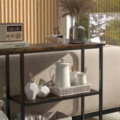 HOMCOM 39" Console Table, Modern Sofa Table With 2 Storage Shelves, Steel Frame, Narrow Entryway Table For Hallway -Homcom Shop GUEST d042c35e 4eee 456c 9d17 7669ec2def11