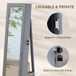 HOMCOM Jewelry Cabinet, 360° Swivel Jewelry Armoire With Full-Length Mirror, Storage Shelves, Interior Small Mirror, For Bedroom Living Room -Homcom Shop GUEST d0f36e4b 97cc 4add a038 6a5bcac66a8c