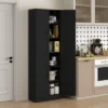 HOMCOM 67" Freestanding Kitchen Pantry, 4-Door Storage Cabinet Organizer With Adjustable Shelves And Doors