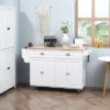 HOMCOM Rolling Kitchen Island On Wheels Utility Cart With Drop-Leaf And Rubber Wood Countertop, Storage Drawers, Door Cabinets, White -Homcom Shop GUEST d1817527 a538 48d7 871f d78ea8e56de4