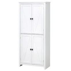 HOMCOM 72" Freestanding 4-Door Kitchen Pantry, Storage Cabinet Organizer With 4-Tiers, And Adjustable Shelves, White -Homcom Shop GUEST d194ee37 0b84 4722 97cd 31759e20c912