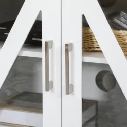 HOMCOM TV Cabinet Stand For TVs Up To 58", Entertainment Center With Adjustable Shelves, 4 Glass Doors And 4 Cable Holes For Living Room, White -Homcom Shop GUEST d1990f34 45e4 49e5 8536 207841cb4652