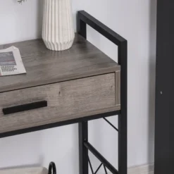 HOMCOM Industrial End Table With Drawer And Bottom Shelf, Mobile Side Table With 4 Wheels For Living Room, Bedroom -Homcom Shop GUEST d200c1d8 c9ff 4988 a3ad 9c30e0fbd3e3