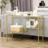 HOMCOM Gold Console Table, 39" Tempered Glass Behind Sofa Table, Narrow Entryway Table With Storage Shelves, Steel Frame Glass Table 2 HOMCOM Gold Console Table, 39" Tempered Glass Behind Sofa Table, Narrow Entryway Table With Storage Shelves, Steel Frame Glass Table -Homcom Shop GUEST d210db9b deef 45c1 bb1c 5e8bc88870f9