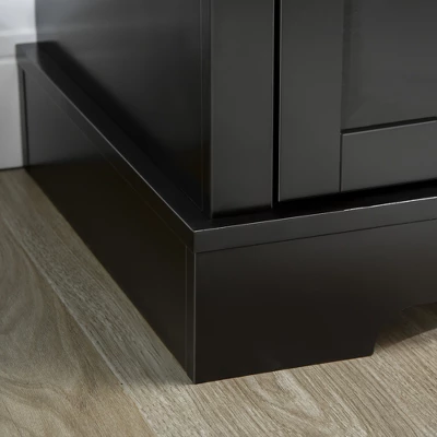 HOMCOM Sideboard Buffet Cabinet, Modern Kitchen Cabinet With 2 Drawers And Adjustable Shelves, Coffee Bar Cabinet For Living Room, Black 6 HOMCOM Sideboard Buffet Cabinet, Modern Kitchen Cabinet With 2 Drawers And Adjustable Shelves, Coffee Bar Cabinet For Living Room, Black - Image 4