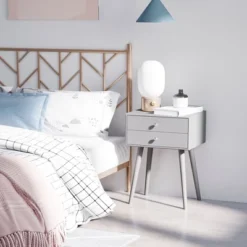 HOMCOM Modern Bedside Table With 2 Pull Out Drawers, Side End Table With Display Tabletop And Solid Acacia Legs, Gray 7 HOMCOM Modern Bedside Table With 2 Pull Out Drawers, Side End Table With Display Tabletop And Solid Acacia Legs, Gray -Homcom Shop GUEST d33177cd f225 4894 bdfd 469c73c75d04