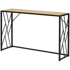HOMCOM 47.25" Console Table, Industrial Sofa Table With Metal Frame For Living Room, Or Hallway, Natural/Black -Homcom Shop GUEST d3892887 9bbd 473c a3bd 8889a4abfe67