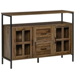 HOMCOM Rustic Kitchen Sideboard, Serving Buffet Storage Cabinet With Adjustable Shelves, Glass Doors, And 2 Drawers For Living Room 14 HOMCOM Rustic Kitchen Sideboard, Serving Buffet Storage Cabinet With Adjustable Shelves, Glass Doors, And 2 Drawers For Living Room -Homcom Shop GUEST d4ed44e8 8739 40d3 8660 39fcc46235d5