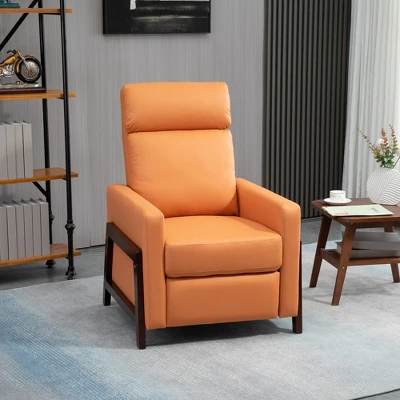 HOMCOM Manual Recliner Chair For Living Room Bedroom, Reclining Sofa Armchair With Footrest, Orange 4 HOMCOM Manual Recliner Chair For Living Room Bedroom, Reclining Sofa Armchair With Footrest, Orange - Image 2