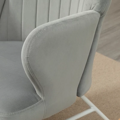 HOMCOM Accent Rocking Chairs, Upholstered Nursery Glider Rocker, Modern Armchair, Wingback Chair For Living Room And Bedroom, Gray 6 HOMCOM Accent Rocking Chairs, Upholstered Nursery Glider Rocker, Modern Armchair, Wingback Chair For Living Room And Bedroom, Gray - Image 4