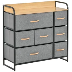 HOMCOM 7-Drawer Dresser, Fabric Chest Of Drawers, 3-Tier Storage Organizer For Bedroom Entryway, Tower Unit With Steel Frame Wooden Top -Homcom Shop GUEST d7b02df8 9794 4a63 9511 aab5a36a52d2