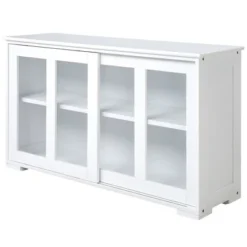 HOMCOM Modern Kitchen Sideboard, Stackable Buffet Cabinet, Sliding Glass Door Cupboard With Adjustable Shelf, White 9 HOMCOM Modern Kitchen Sideboard, Stackable Buffet Cabinet, Sliding Glass Door Cupboard With Adjustable Shelf, White -Homcom Shop GUEST d7b6408c 113e 4802 89ac 68fda259e70e