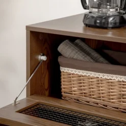 HOMCOM Industrial Buffet Cabinet, Kitchen Sideboard With Metal Grid Flip Drawer, 2-Tier Cabinet, Adjustable Shelf For Living Room, Dining Room, Walnut -Homcom Shop GUEST d7eac73e 7f30 45bc a1b0 8dd5fcfec646