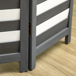 HOMCOM 5.6' 4 Panel Room Divider Folding Privacy Screen Panel, Louvred Freestanding Privacy Divider, White / Grey -Homcom Shop GUEST d7eb47df fcff 4d1b 912d 39b84d82b0f1