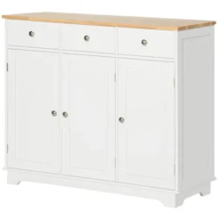 HOMCOM Modern Sideboard With Drawers, Buffet Table With Storage Cabinets, Rubberwood Top And Adjustable Shelves For Living Room, Kitchen, White -Homcom Shop GUEST d7f7fadf 370c 4b7c 80dc 25425bb01cdb