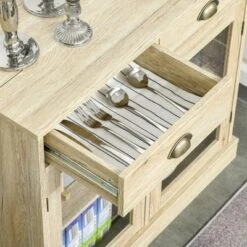 HOMCOM Rustic Farmhouse Sideboard, Buffet Cabinet With 2 Glass Doors, Adjustable Shelves And 2 Drawers For Kitchen, Living Room, Oak -Homcom Shop GUEST d89d0146 862c 4845 8dac 5640d2efa823