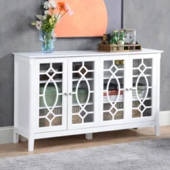 HOMCOM Modern Sideboard With Storage, Console Table, Buffet Cabinet With Glass Doors For Living Room, White -Homcom Shop GUEST d94f3c45 fc4a 4514 80b4 f41fb23aff96