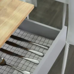 HOMCOM Kitchen Island Cart Rolling Trolley Cart With Drawer, Storage Cabinet & Towel Rack, Gray -Homcom Shop GUEST d9592ebe b1ad 472a b5e4 9f9d3118c3ec