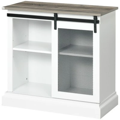 HOMCOM Farmhouse Kitchen Sideboard, Buffet Cabinet With Sliding Barn Door And Adjustable Shelves For Living Room 5 HOMCOM Farmhouse Kitchen Sideboard, Buffet Cabinet With Sliding Barn Door And Adjustable Shelves For Living Room - Image 3