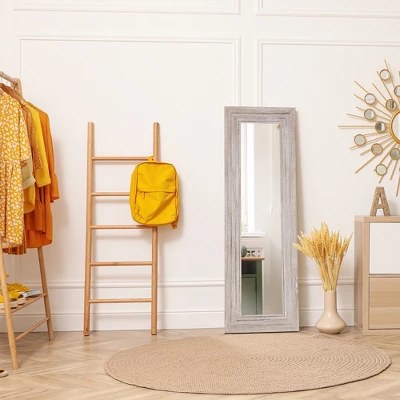 HOMCOM 64"x21" Wood Full Length Mirror, Farmhouse Decorative Wall Mirror, Hanging And Leaning Floor Mirror, Vertical Or Horizontal, Distressed Gray 3 HOMCOM 64"x21" Wood Full Length Mirror, Farmhouse Decorative Wall Mirror, Hanging And Leaning Floor Mirror, Vertical Or Horizontal, Distressed Gray