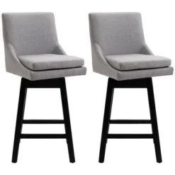 HOMCOM 28" Set Of 2 Swivel Bar Height Bar Stools, Armless Upholstered Barstools Chairs With Soft Padding Cushion And Wood Legs -Homcom Shop GUEST da31b326 f2f6 4933 b904 4f4968c88ab7
